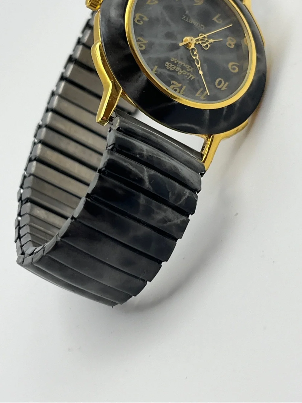 Michelle Louise Black and Gold Marble-Effect Women’s Quartz Watch